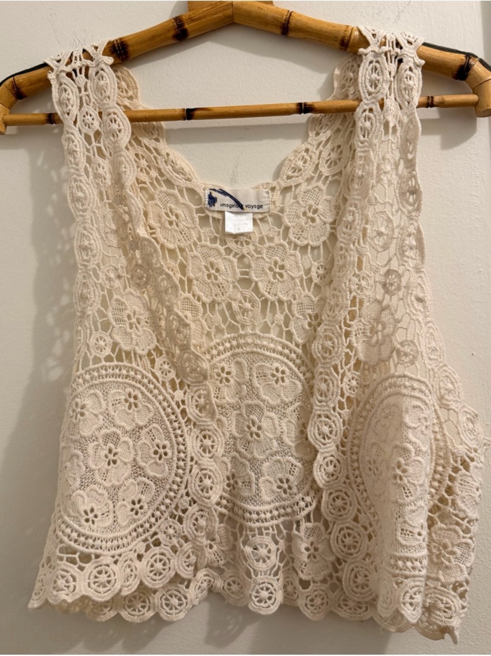 imaginary voyage Cream Crochet Lace Camisole